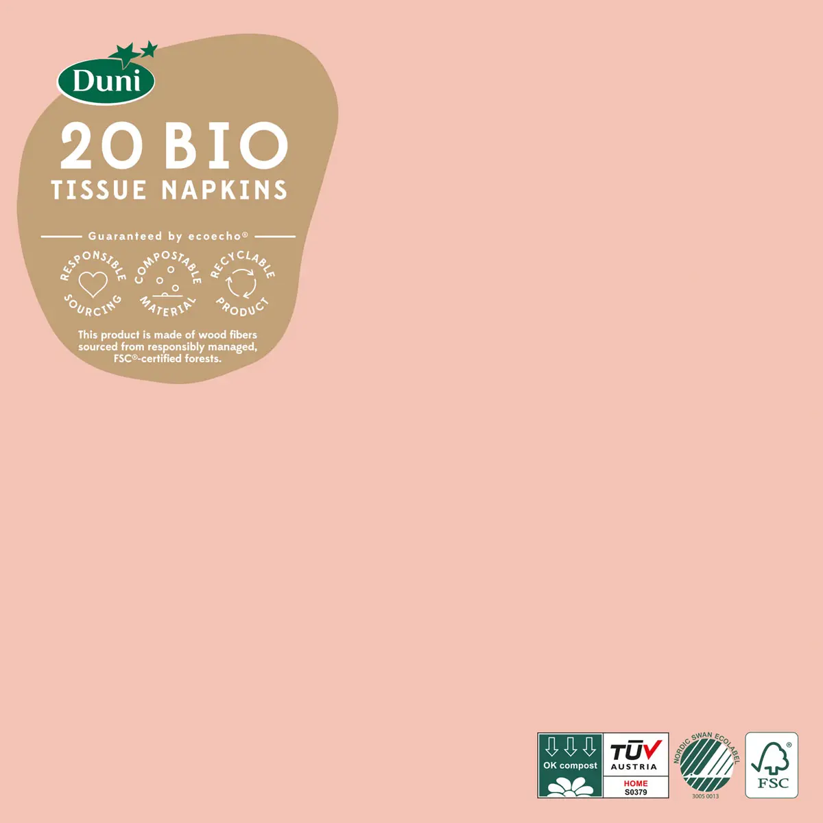 Салвети Bio Tissue 33 x 33 cm, 3-сл. 20/1 - Сезонска розе