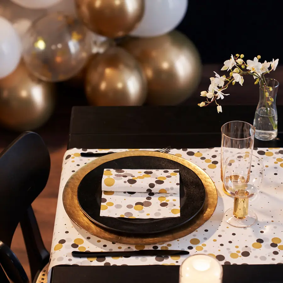 Ранер Dunicel® 3 во 1 0,4 x 4,8 m - Festive Bubbles Црни - Image 2